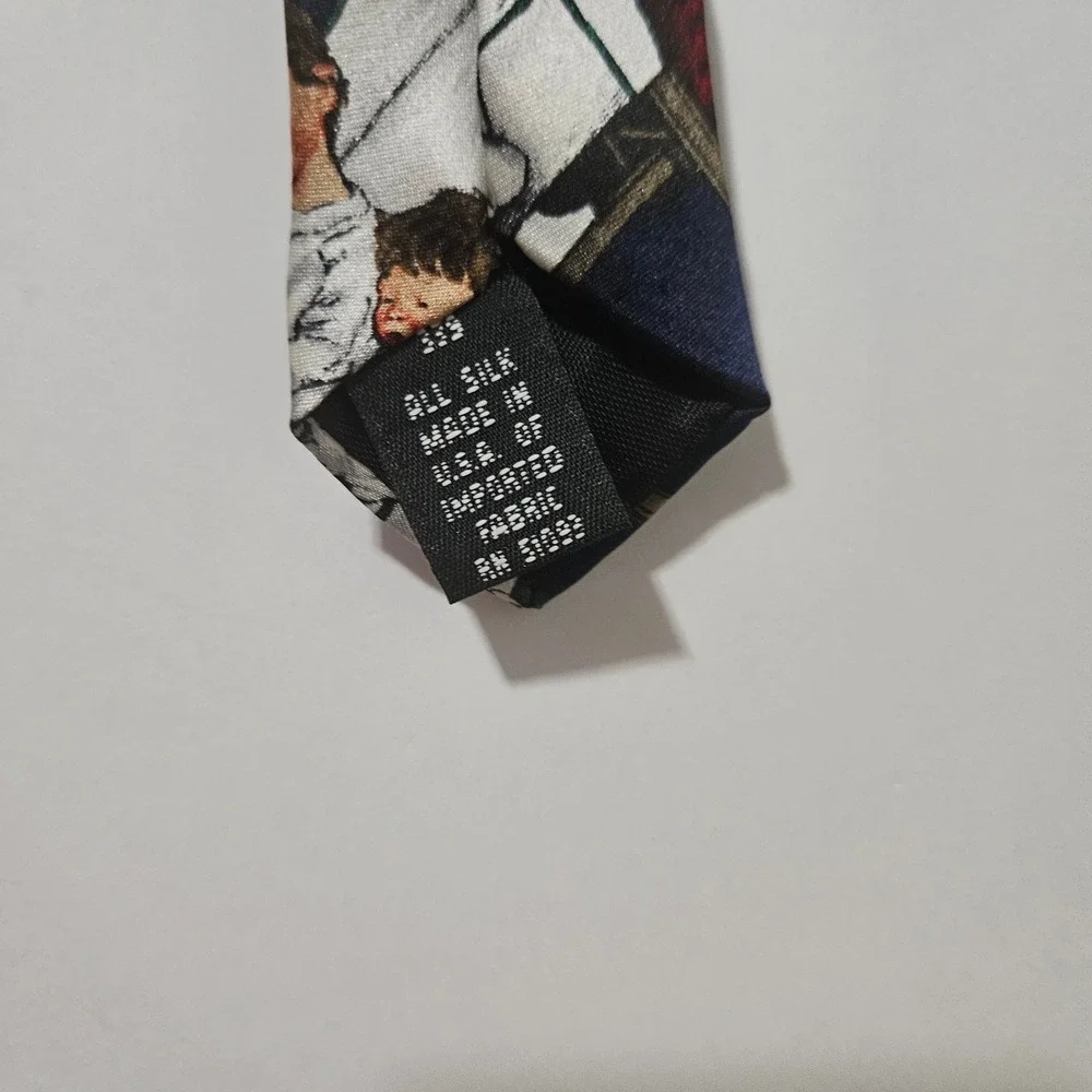 Norman Rockwell Christmas Silk Tie Hallmark Holiday‎ Traditions Navy Blue Mens